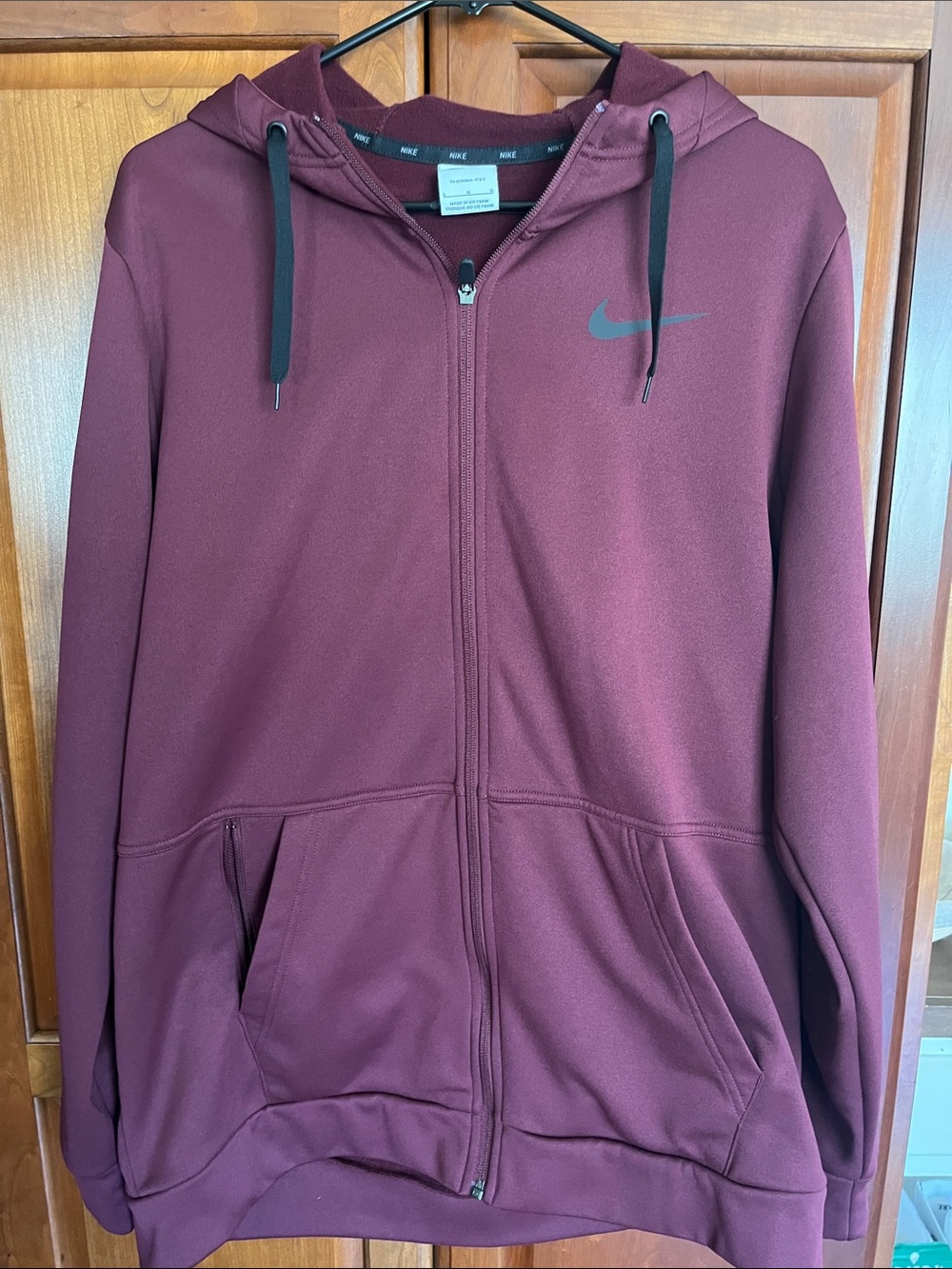 Nike Men's Burgundy Full-Zip Hooded Performance Jacket